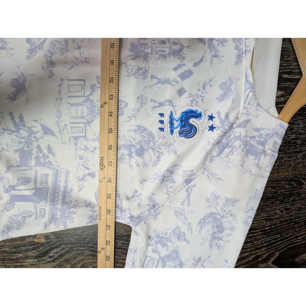 Nike France FFF Toile de Jouy Soccer Jersey White Blue Truko 77 Women XL Cropped - Picture 3 of 8